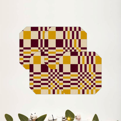 Retro Checkered Wooden Coasters Set of 4