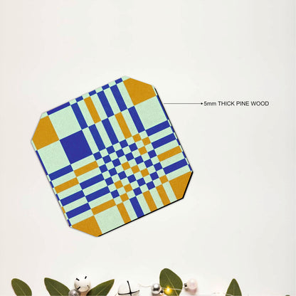Geometric Checkered Wooden Coasters Set of 4