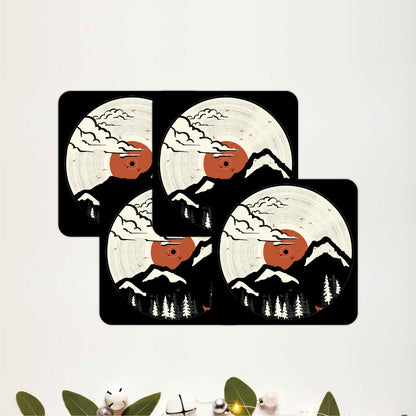 Vintage Mountain Sunset Wooden Coasters Set of 4
