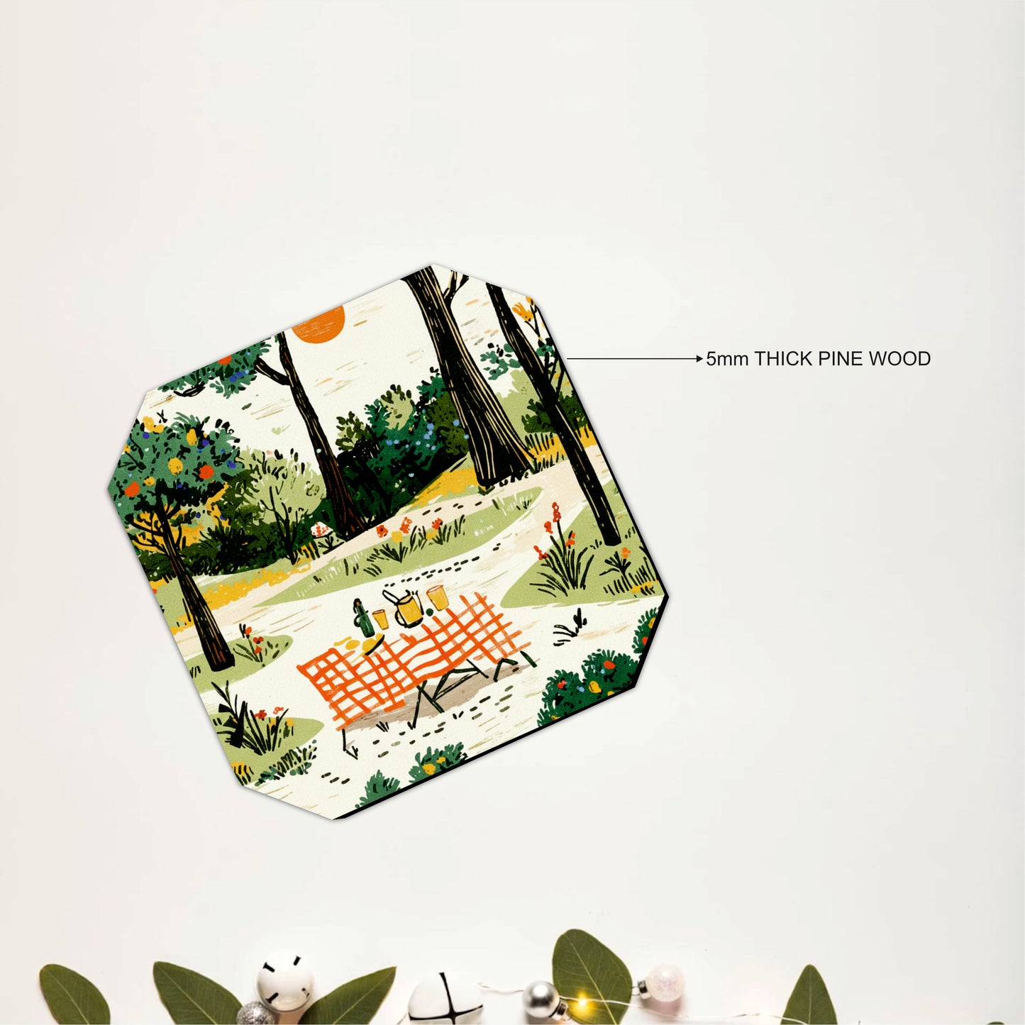 Countryside Picnic Wooden Coasters Set of 4