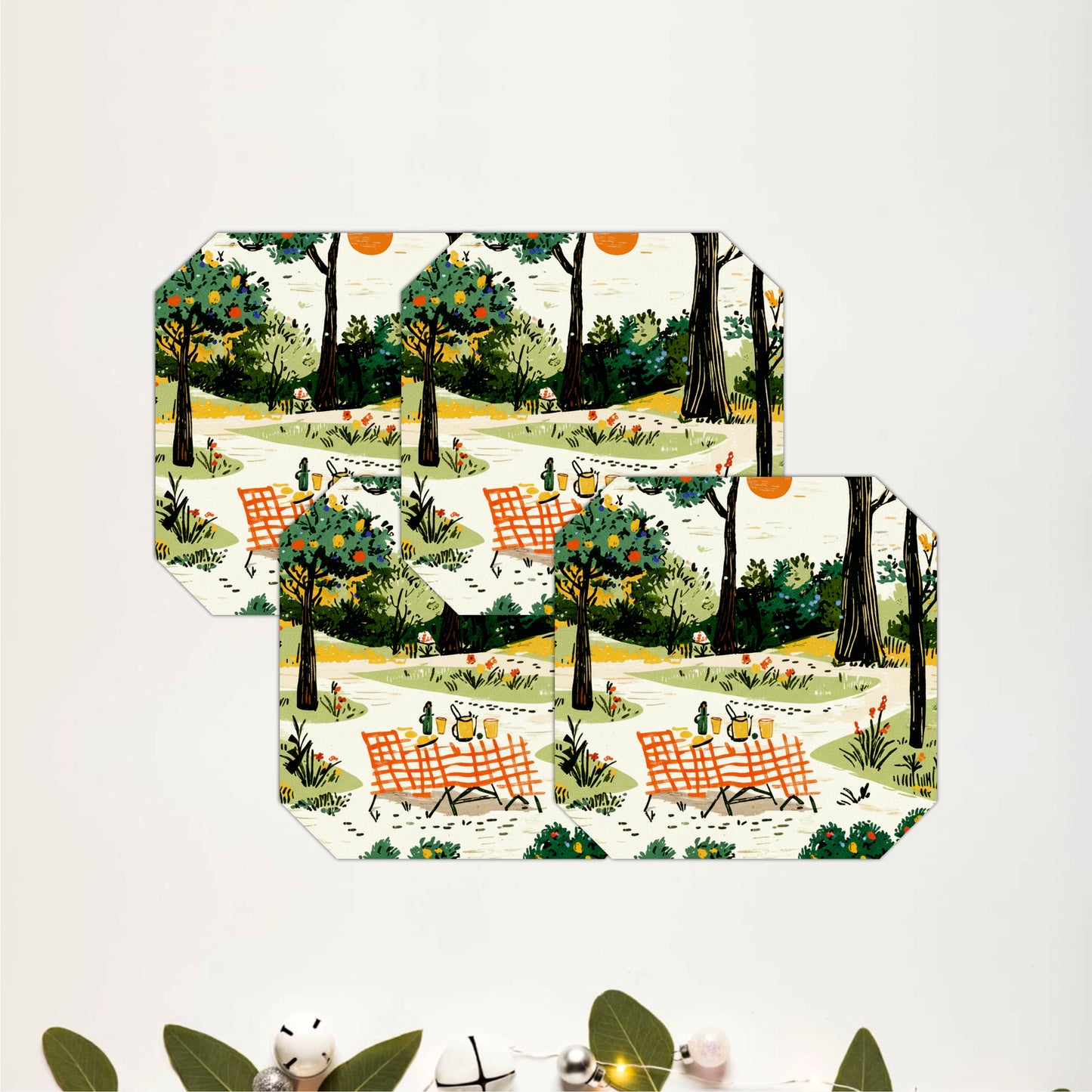 Countryside Picnic Wooden Coasters Set of 4