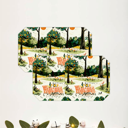 Countryside Picnic Wooden Coasters Set of 4