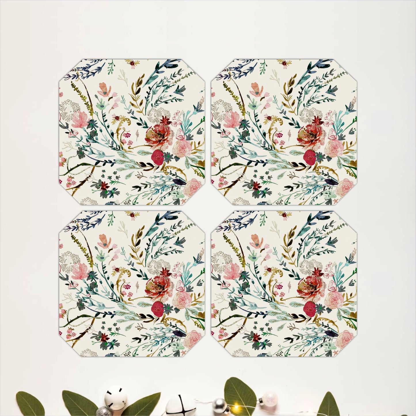 Vintage Wildflower Wooden Coasters Set of 4