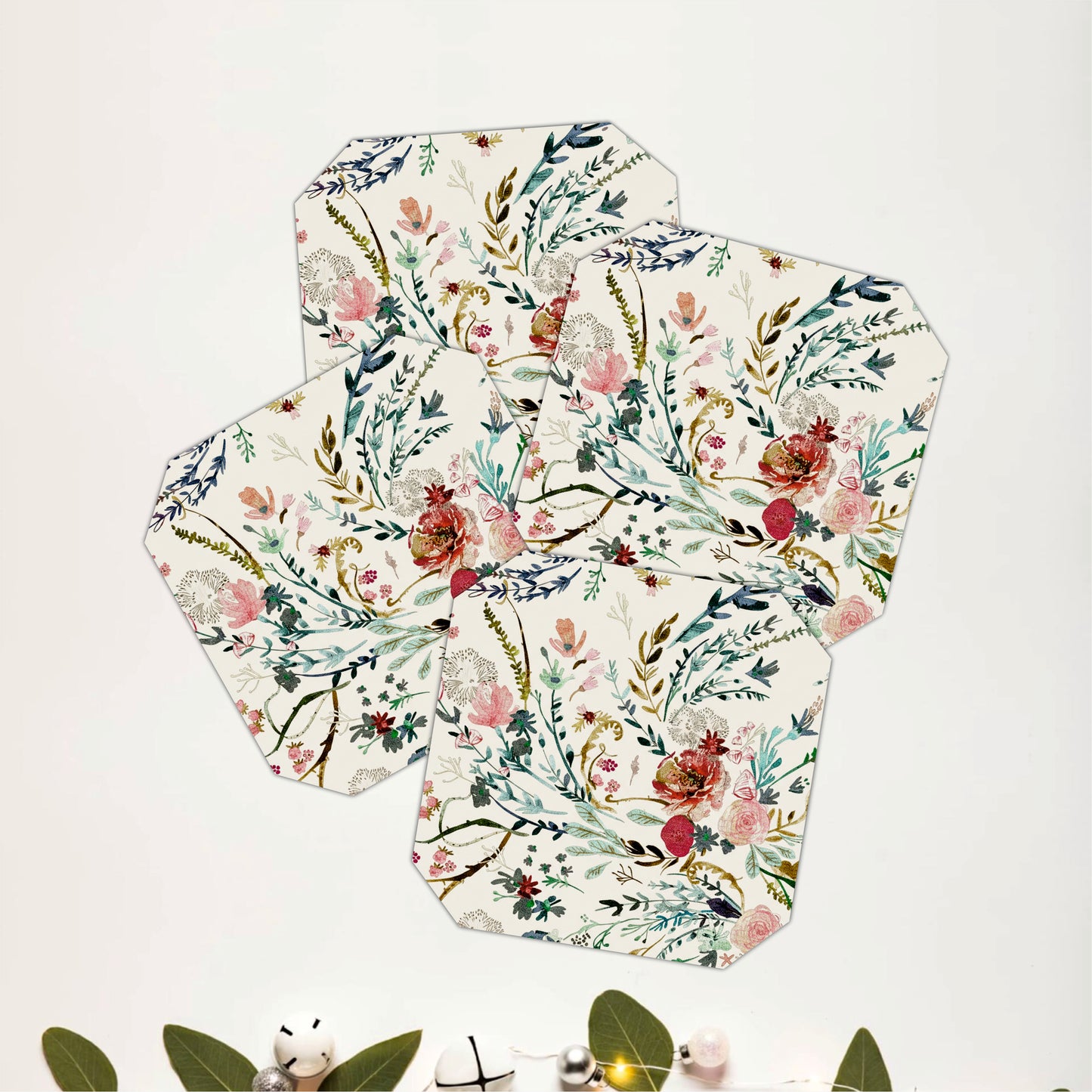 Vintage Wildflower Wooden Coasters Set of 4