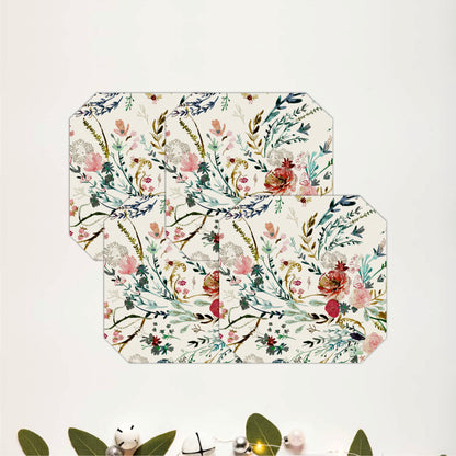 Vintage Wildflower Wooden Coasters Set of 4