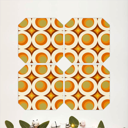 Mid Century Pattern Wooden Coasters Set of 4