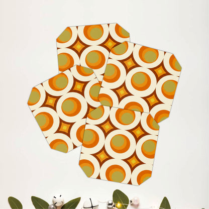 Mid Century Pattern Wooden Coasters Set of 4
