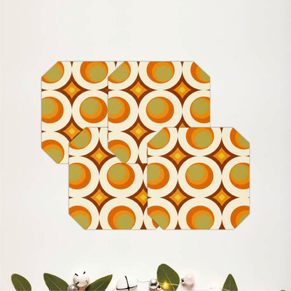 Mid Century Pattern Wooden Coasters Set of 4