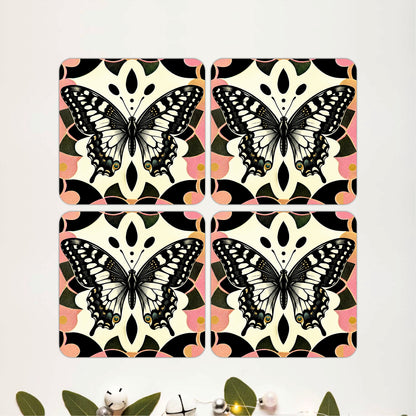 Vintage Butterfly Wooden Coasters Set of 4