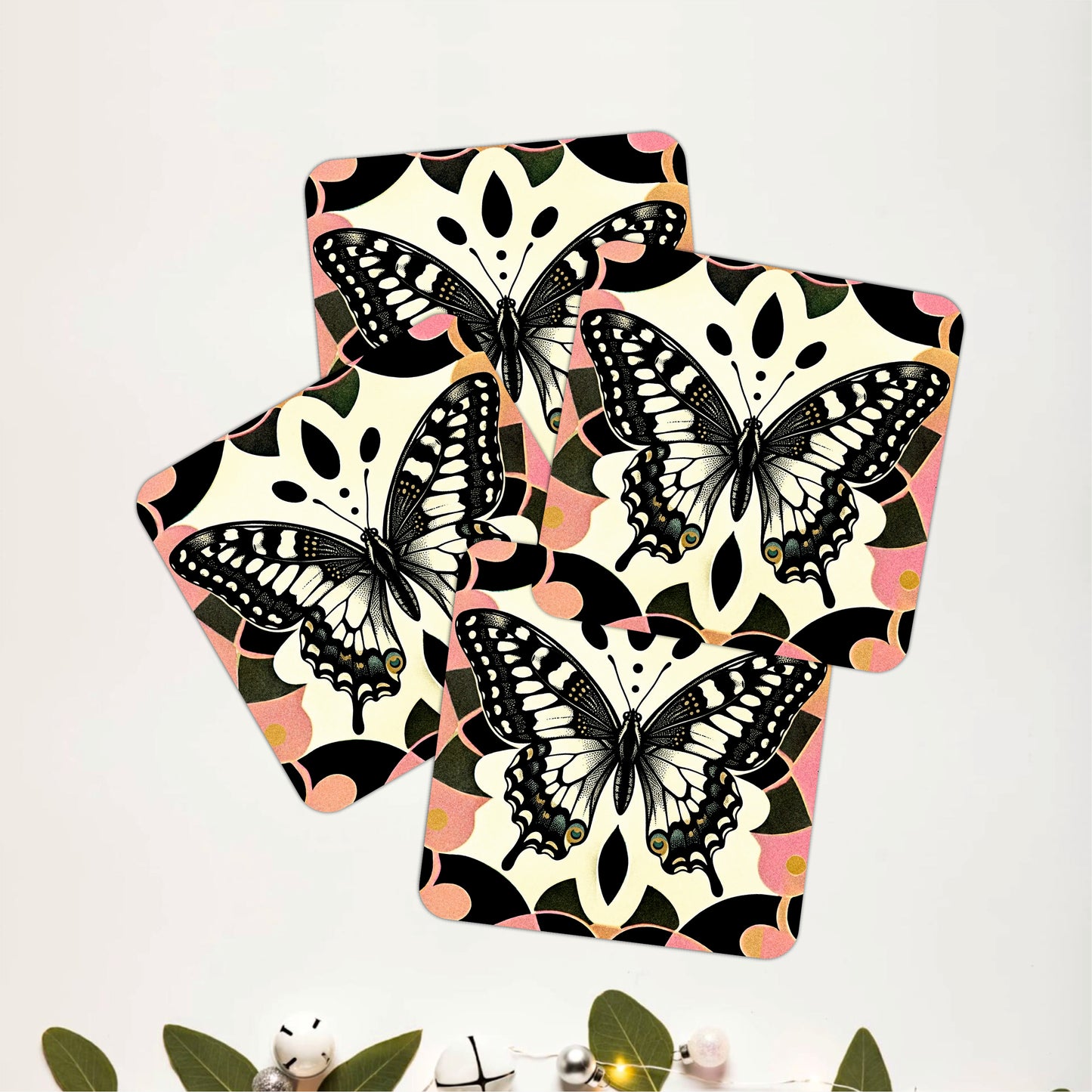 Vintage Butterfly Wooden Coasters Set of 4