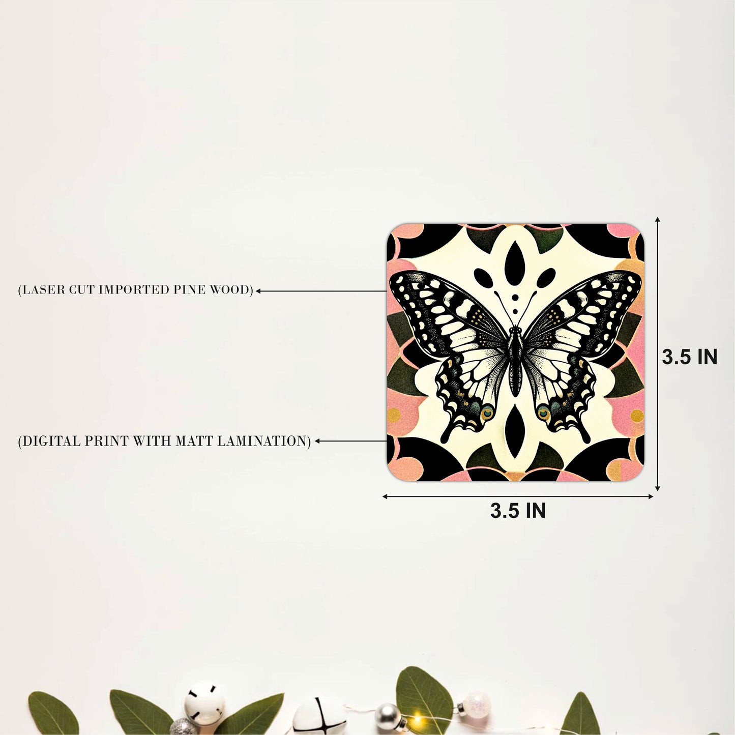 Vintage Butterfly Wooden Coasters Set of 4