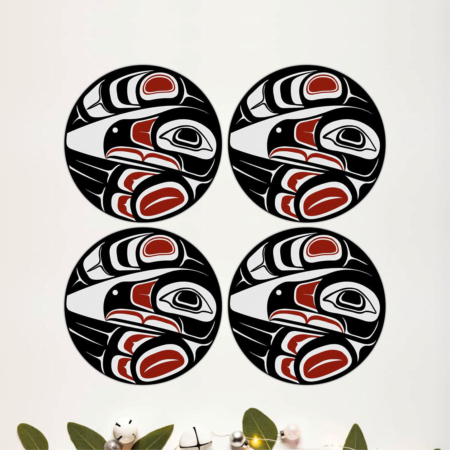 Tribal Bird Wooden Drink Coasters Set