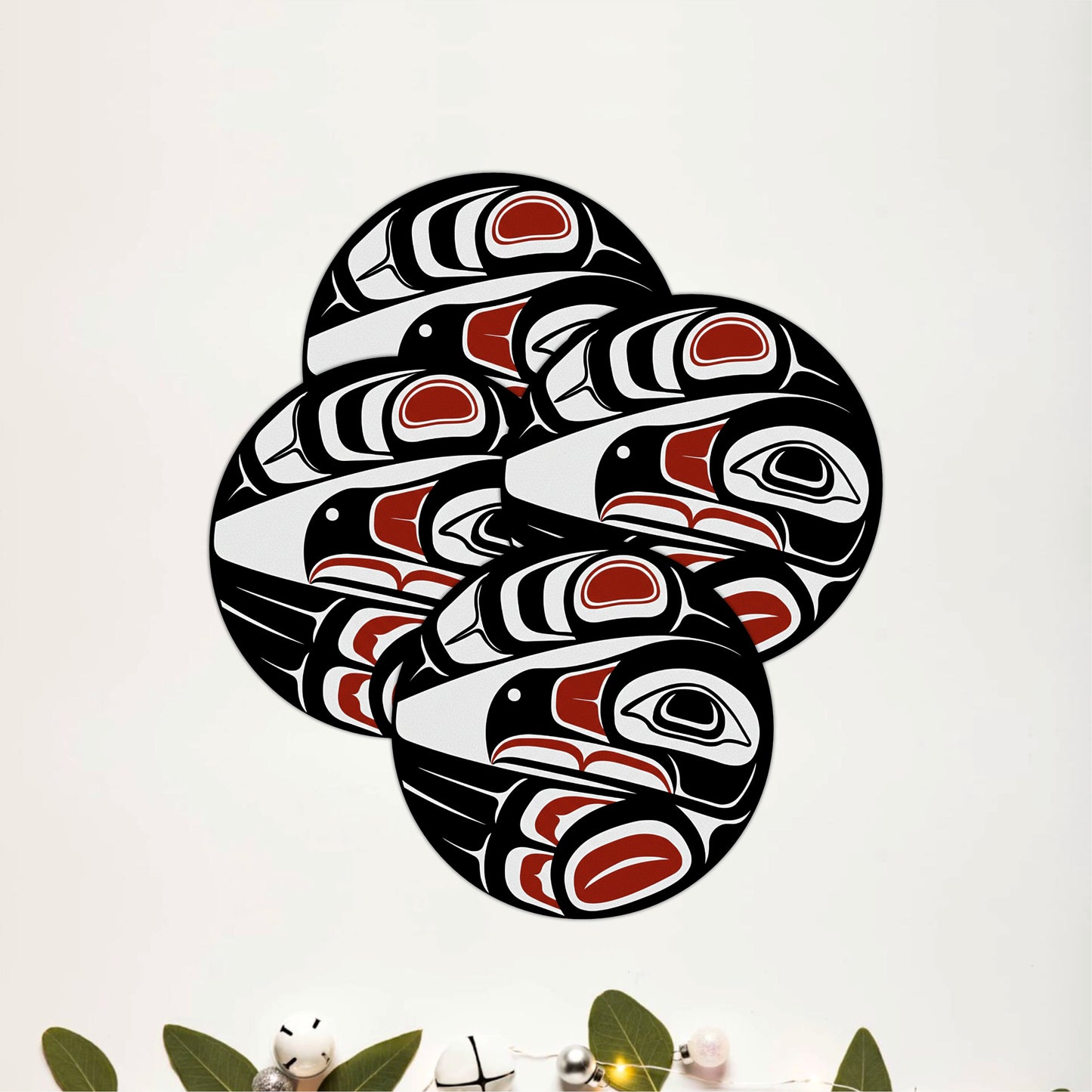 Tribal Bird Wooden Drink Coasters Set