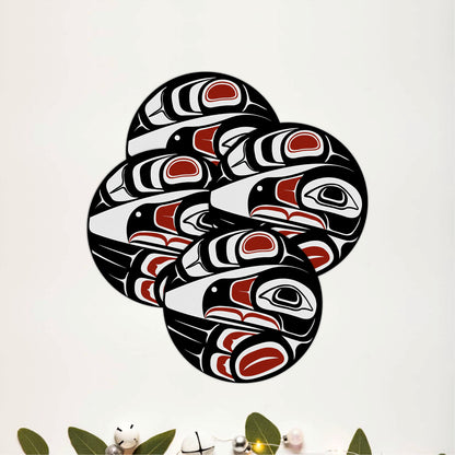 Tribal Bird Wooden Drink Coasters Set