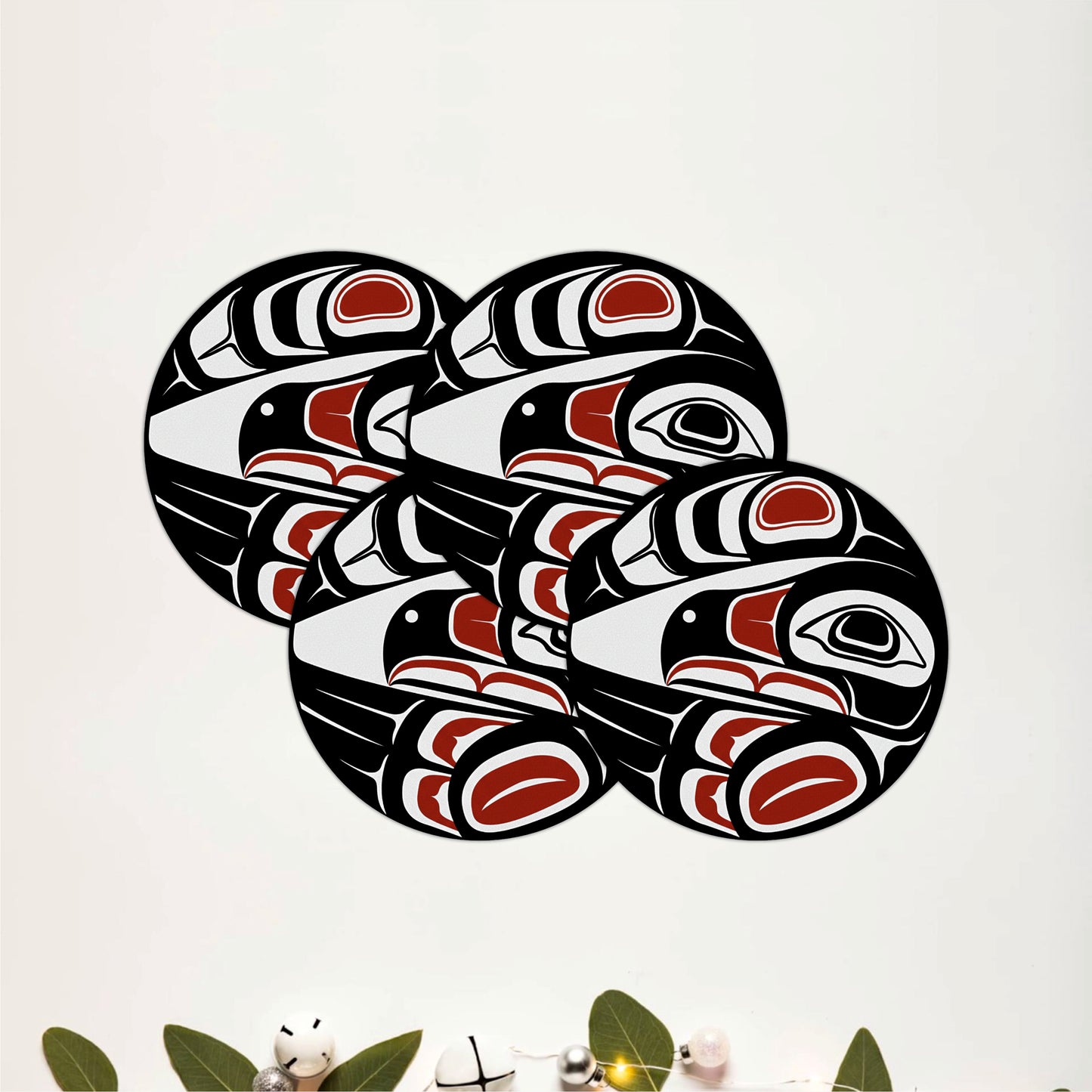 Tribal Bird Wooden Drink Coasters Set