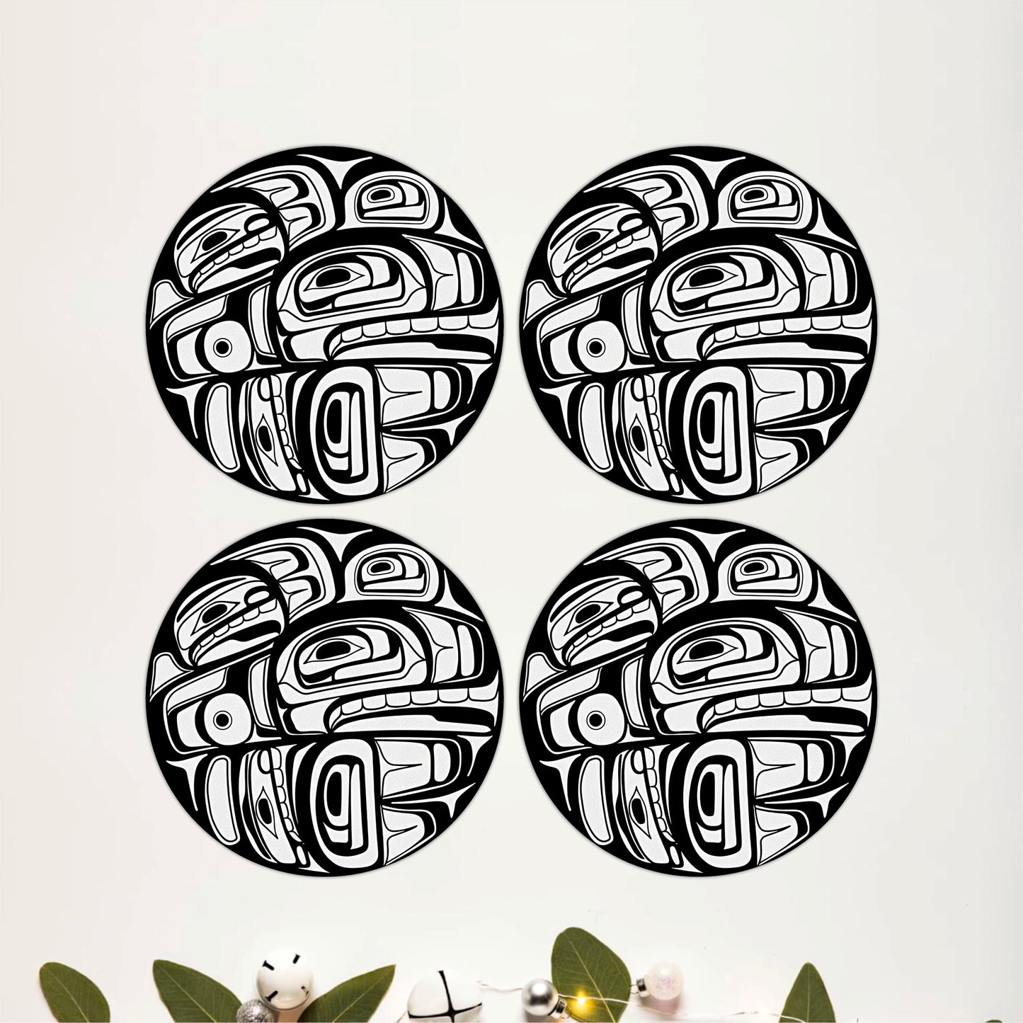 Indigenous Pattern Wooden Coasters Set of 4