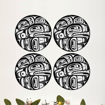 Indigenous Pattern Wooden Coasters Set of 4