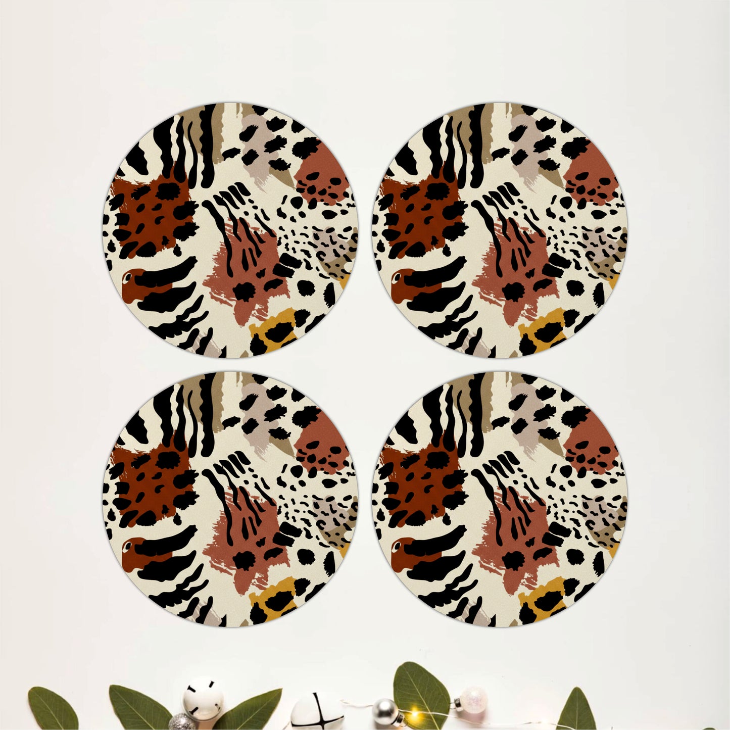 Safari Animal Print Wooden Coasters Set of 4