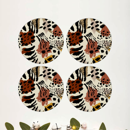 Safari Animal Print Wooden Coasters Set of 4