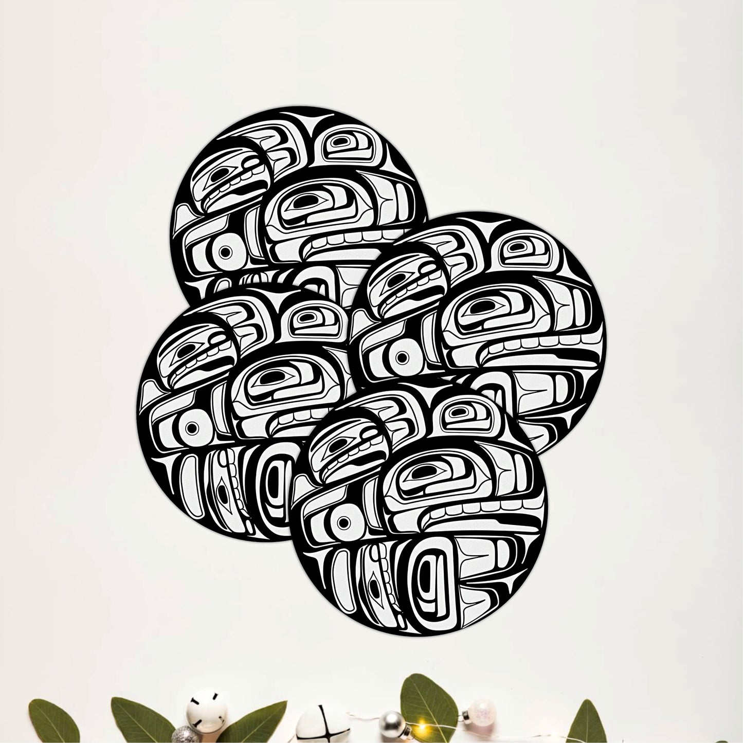 Indigenous Pattern Wooden Coasters Set of 4