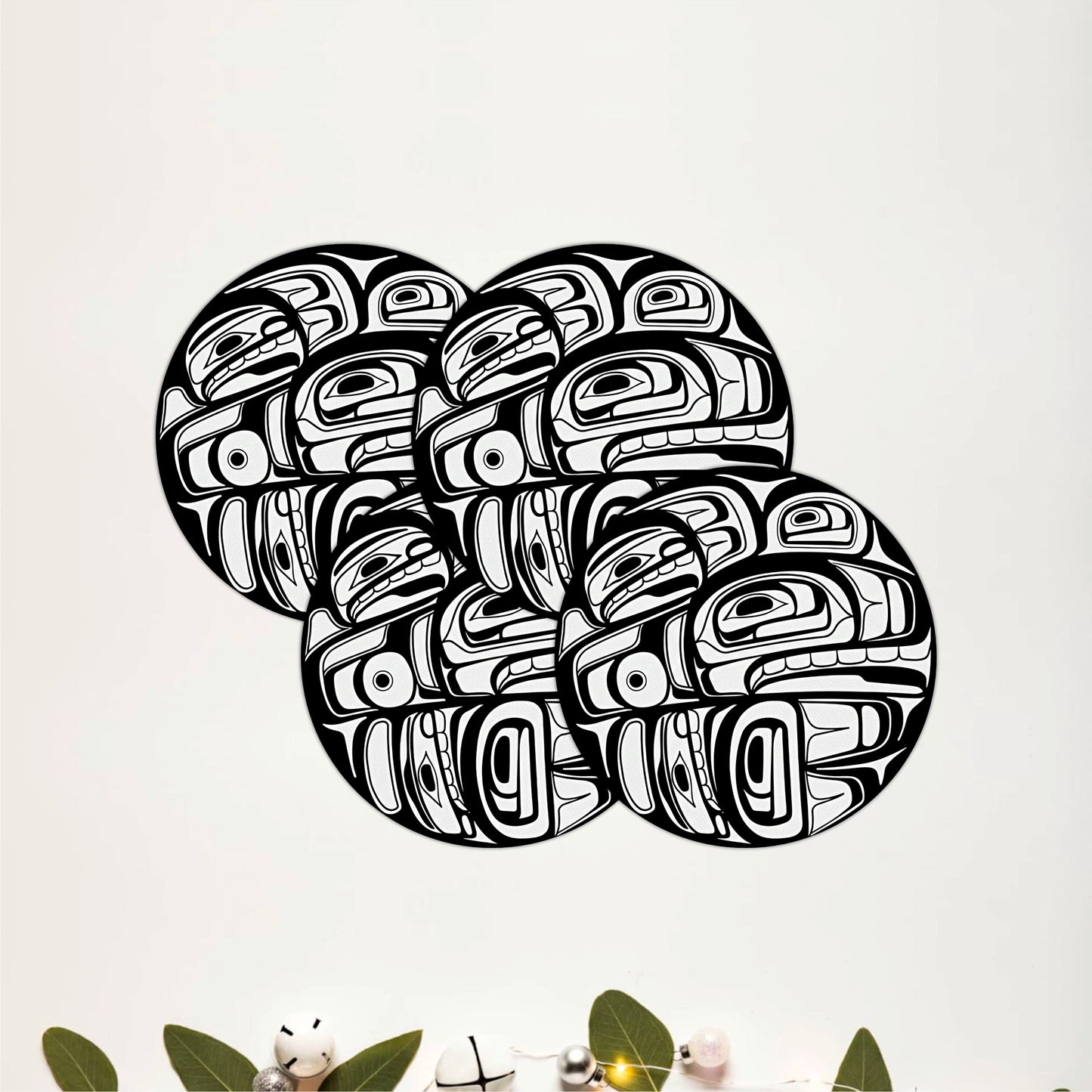 Indigenous Pattern Wooden Coasters Set of 4