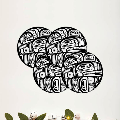 Indigenous Pattern Wooden Coasters Set of 4