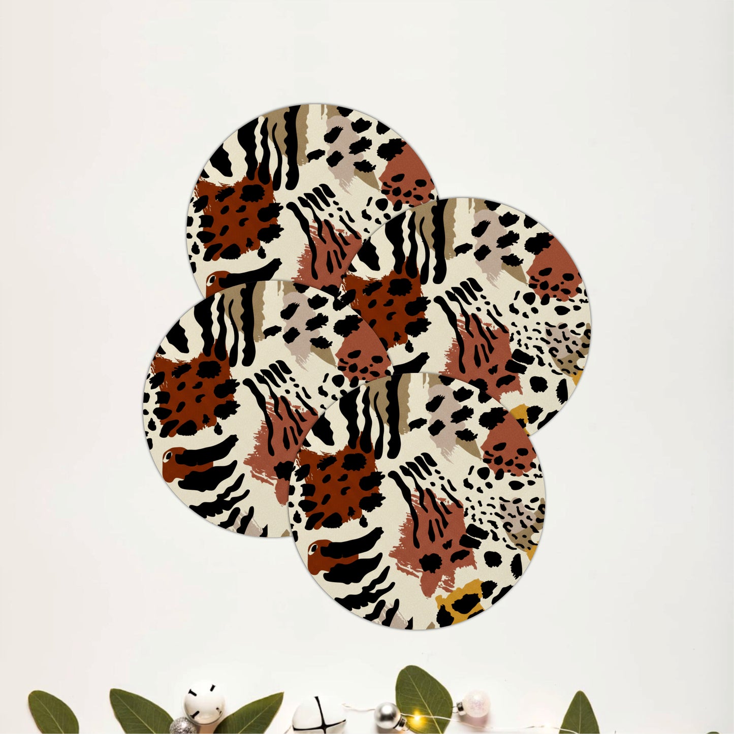 Safari Animal Print Wooden Coasters Set of 4
