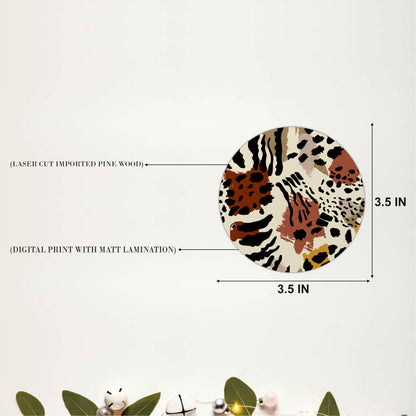 Safari Animal Print Wooden Coasters Set of 4