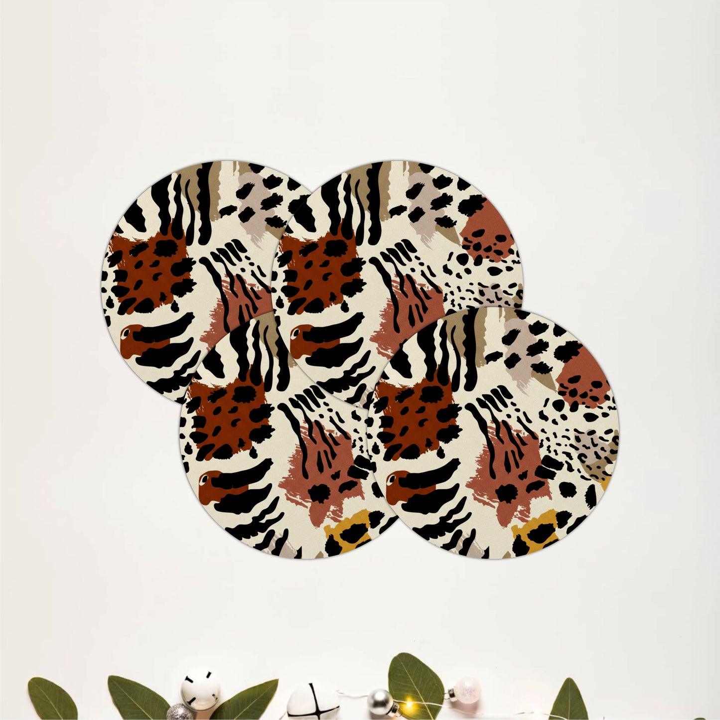 Safari Animal Print Wooden Coasters Set of 4