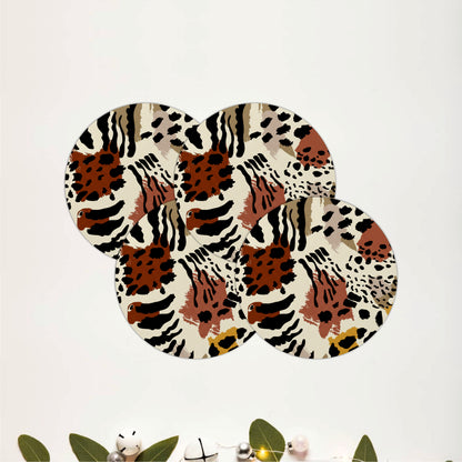 Safari Animal Print Wooden Coasters Set of 4