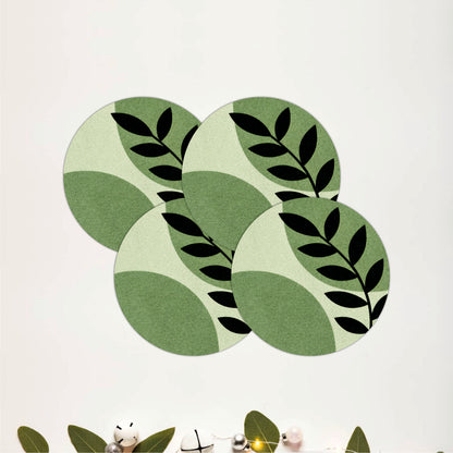 Sage Botanical Round Wooden Coasters Set of 4