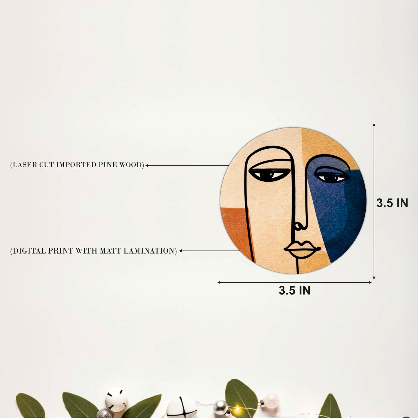 Abstract Line Face Wooden Coasters Set of 4