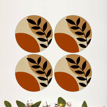 Botanical Round Wooden Coasters Set of 4