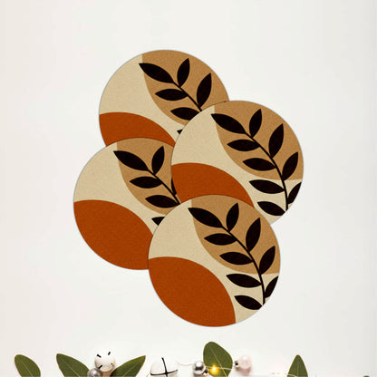 Botanical Round Wooden Coasters Set of 4