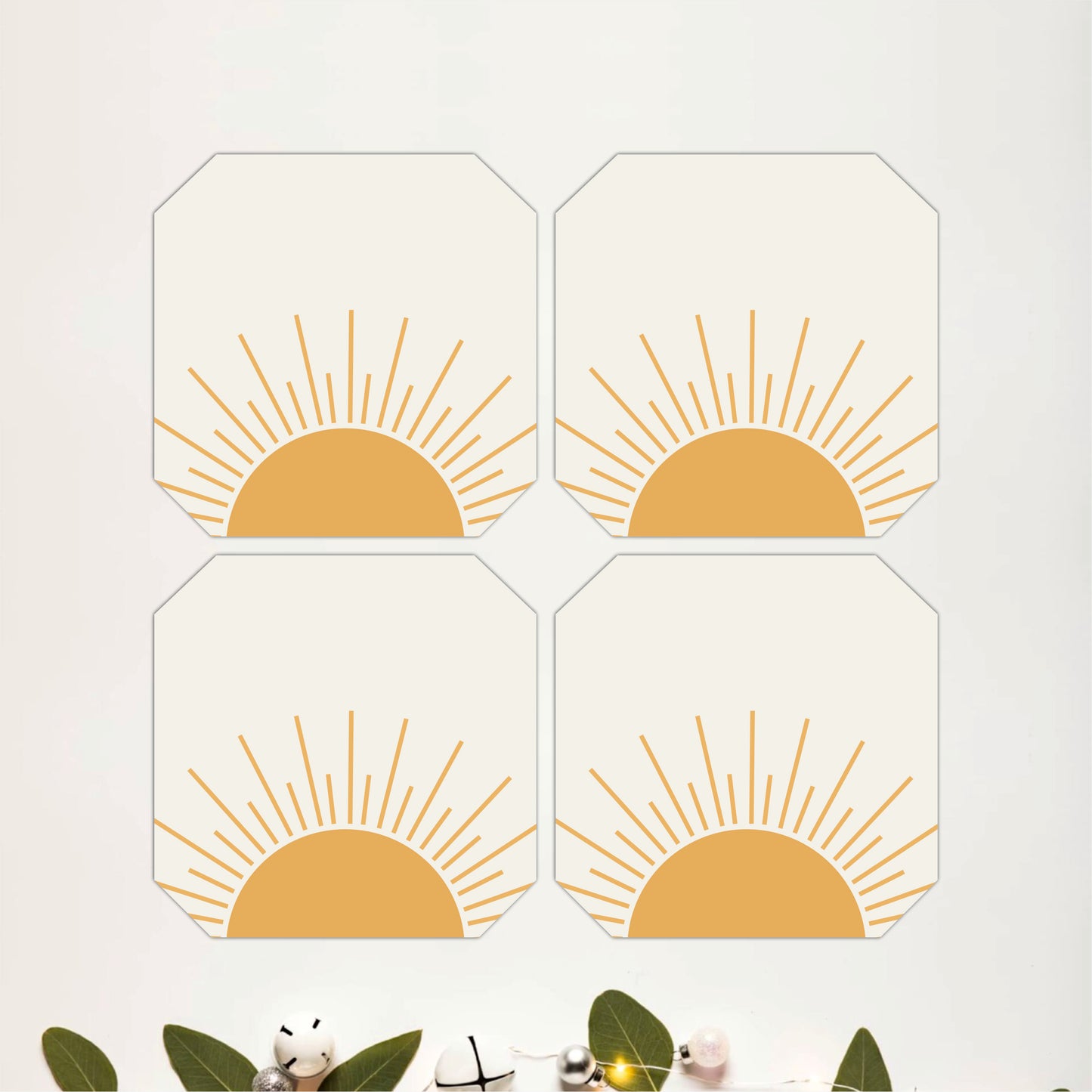 Minimal Sunrise Wooden Coasters Set of 4