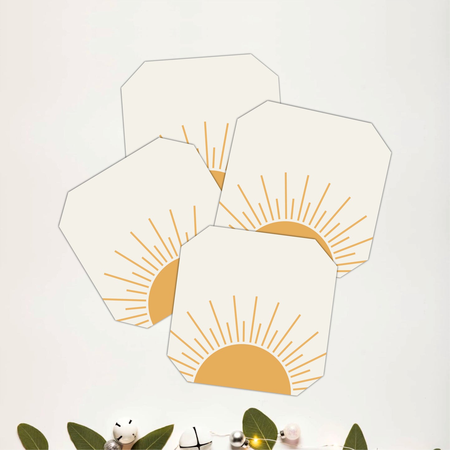 Minimal Sunrise Wooden Coasters Set of 4