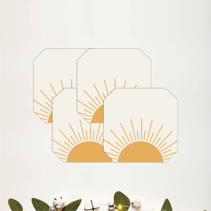 Minimal Sunrise Wooden Coasters Set of 4