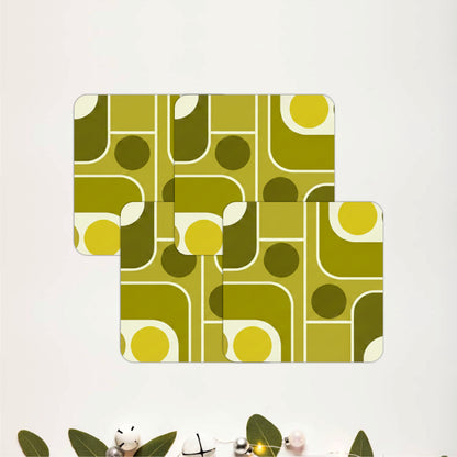 Retro Geometric Wooden Coasters Set of 4