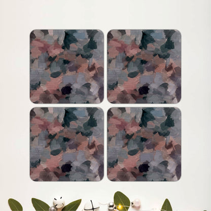 Abstract Floral Wooden Coasters Set of 4