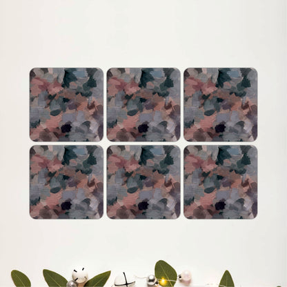 Abstract Impressionist Floral Wooden Coasters Set of 6