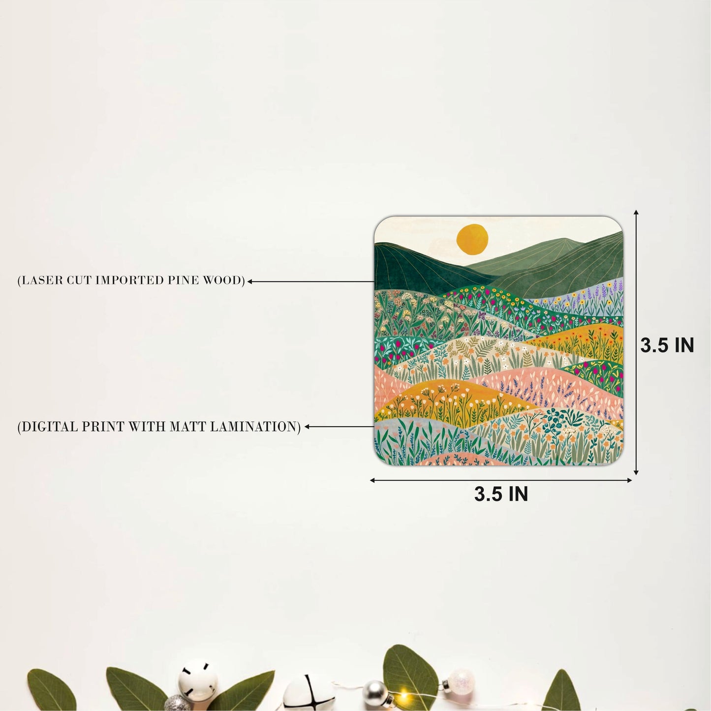 Wildflower Meadow Wooden Coasters Set of 4