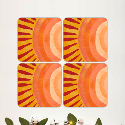 Retro Sunrise Wooden Coasters Set of 4