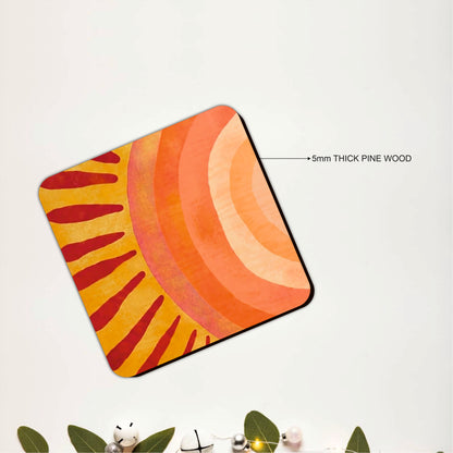 Retro Sunrise Wooden Coasters Set of 4