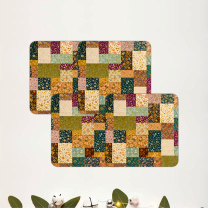 Vintage Patchwork Wooden Coasters Set of 4