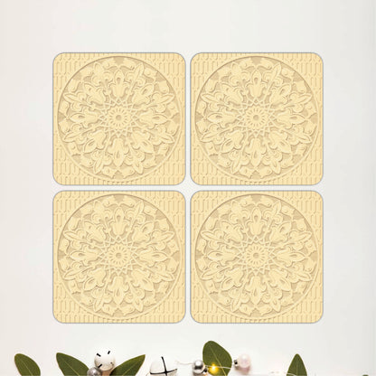 Ornate Mandala Wooden Coasters Set of 4