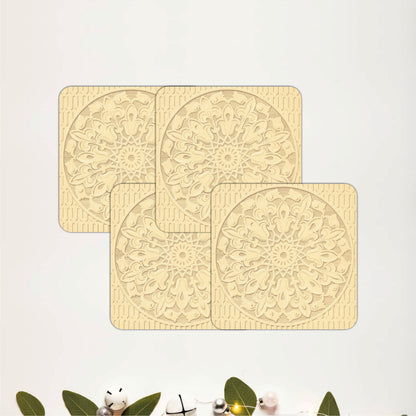 Ornate Mandala Wooden Coasters Set of 4