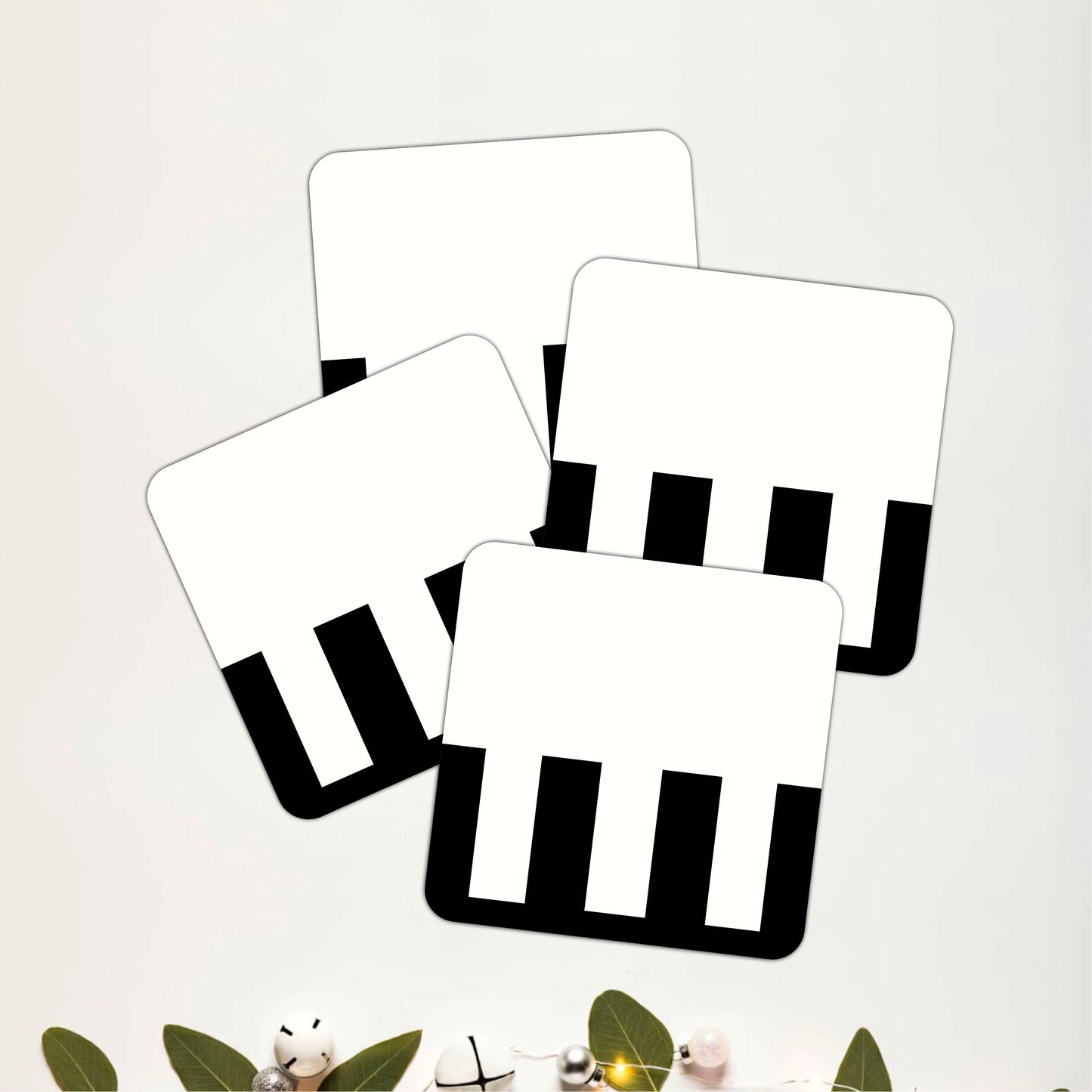 Minimal Piano Key Wooden Coasters Set of 4