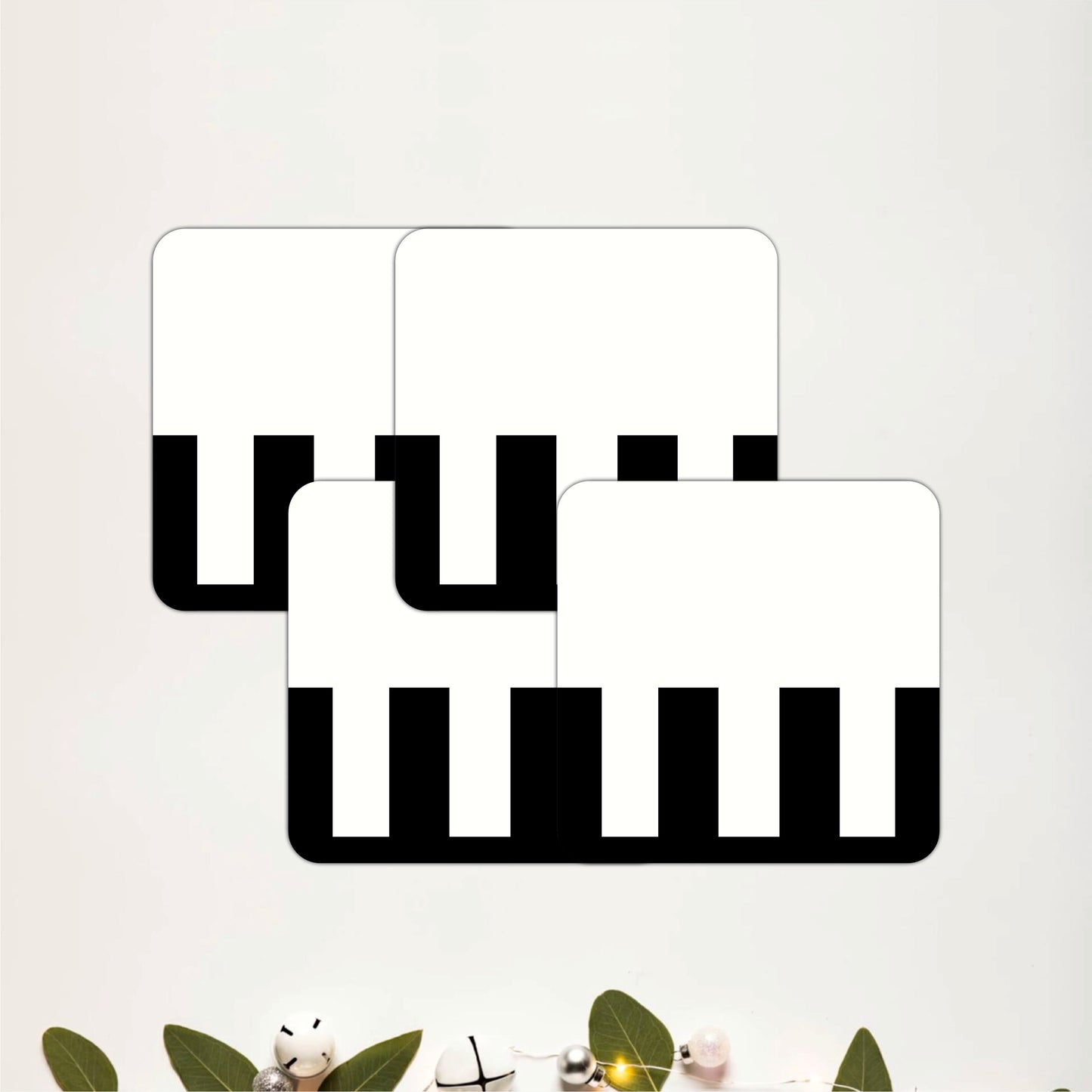 Minimal Piano Key Wooden Coasters Set of 4