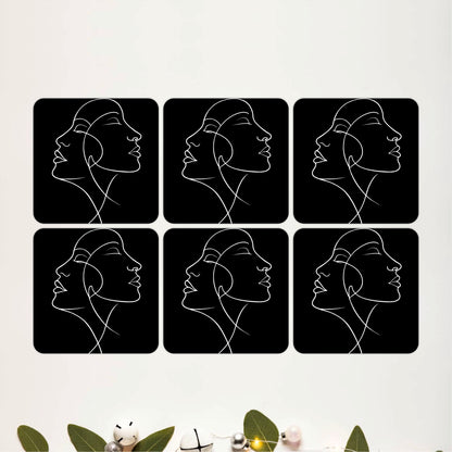 Noir Line Art Coasters Pack of 6