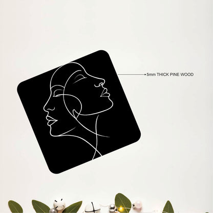 Noir Line Art Coasters Pack of 6